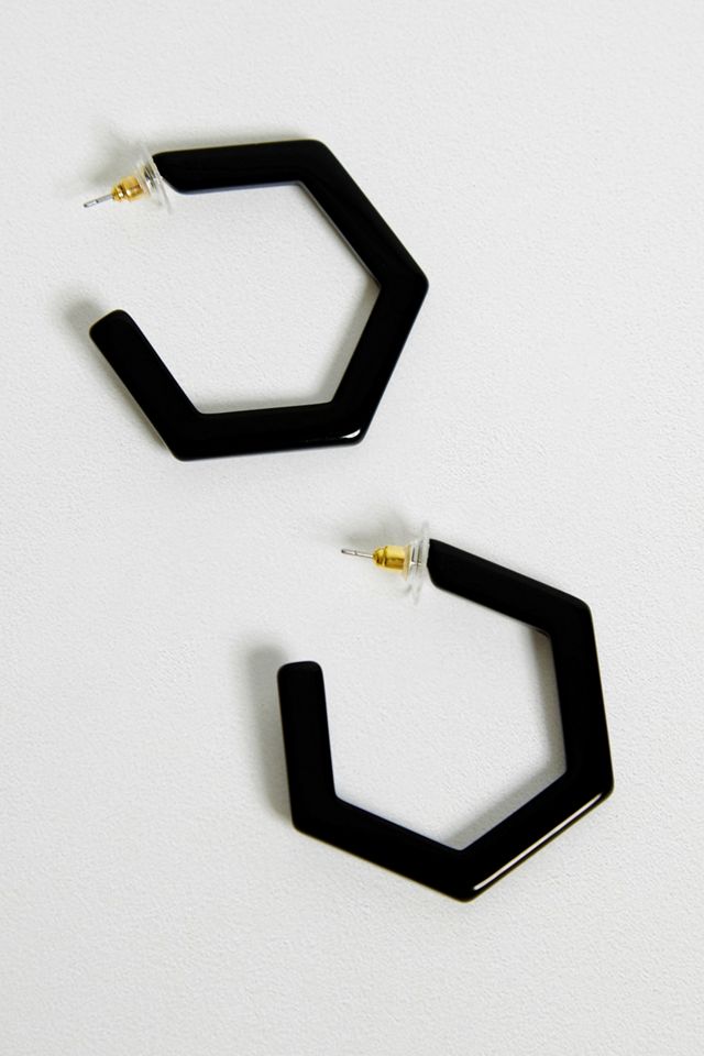 Geo Resin Black Hoop Earrings #2