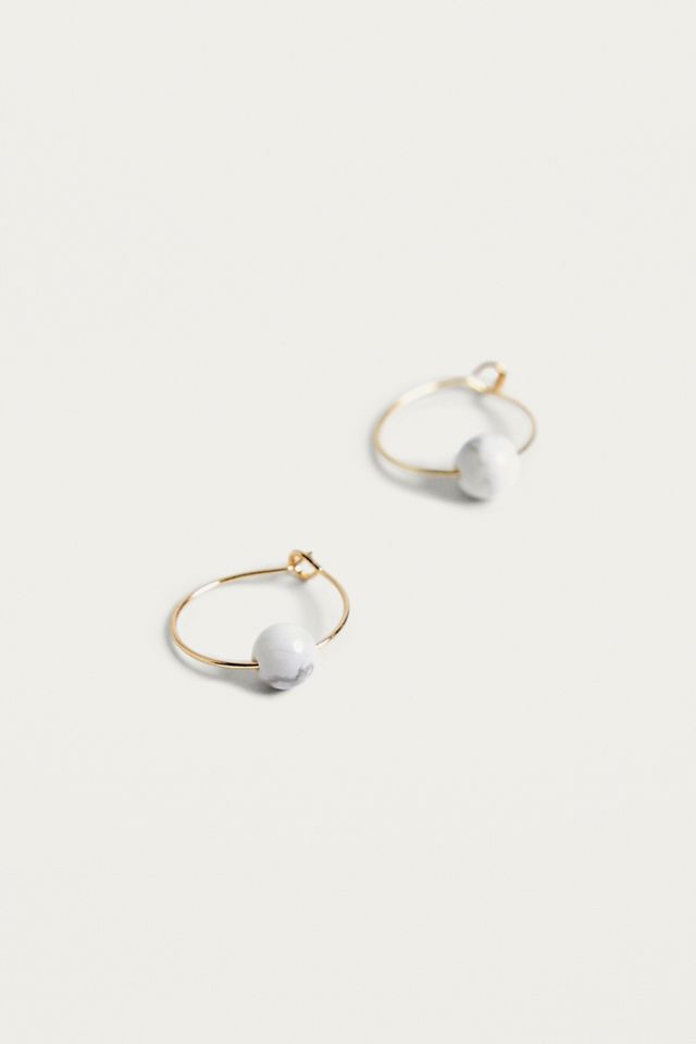Mini Bead Drop Hoop Earrings #1