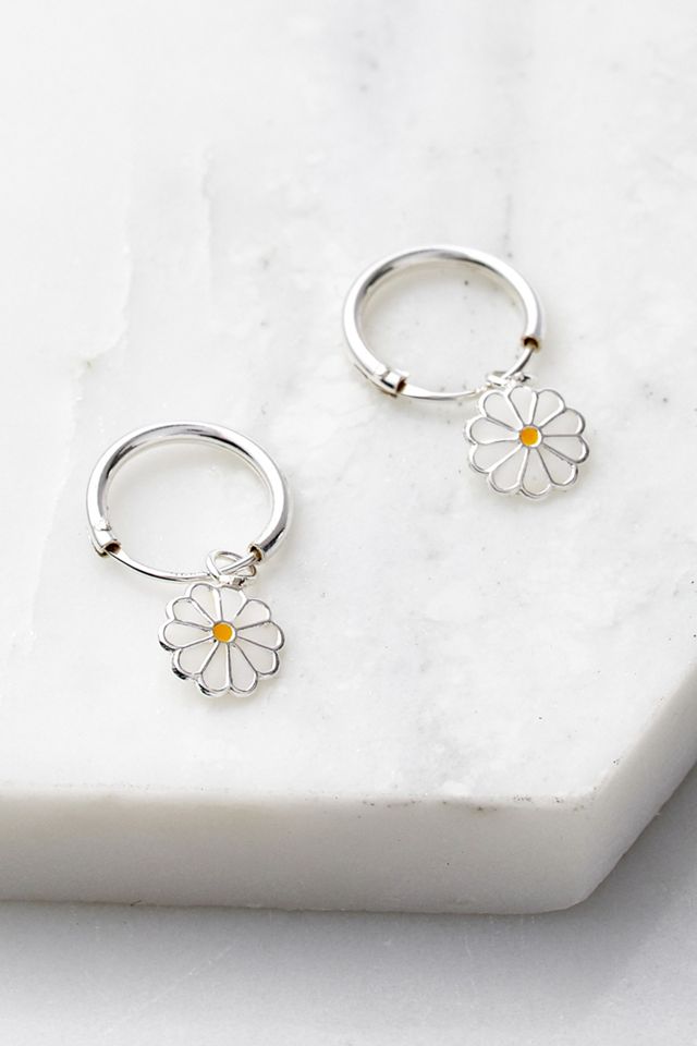Pendants d'oreilles en argent massif breloques marguerites  #1