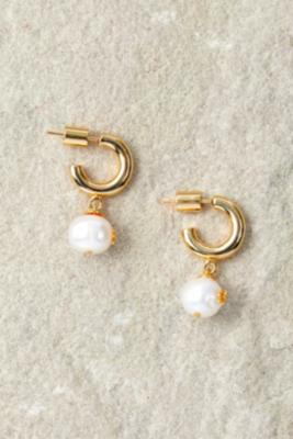 Estella Bartlett Floral Pearl Drop Hoop Earrings | Urban Outfitters UK