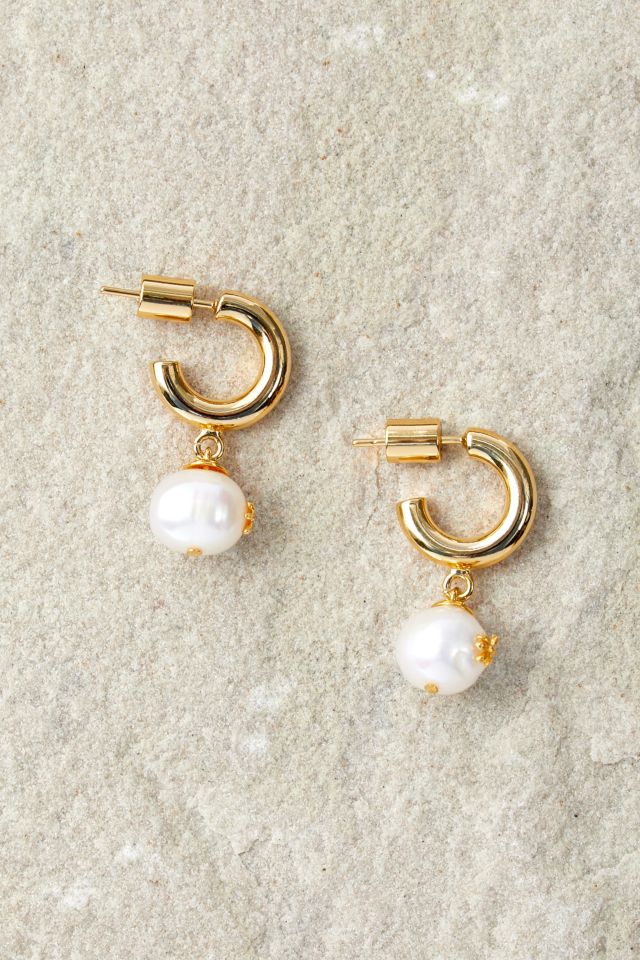 Estella Bartlett Floral Pearl Drop Hoop Earrings | Urban Outfitters UK