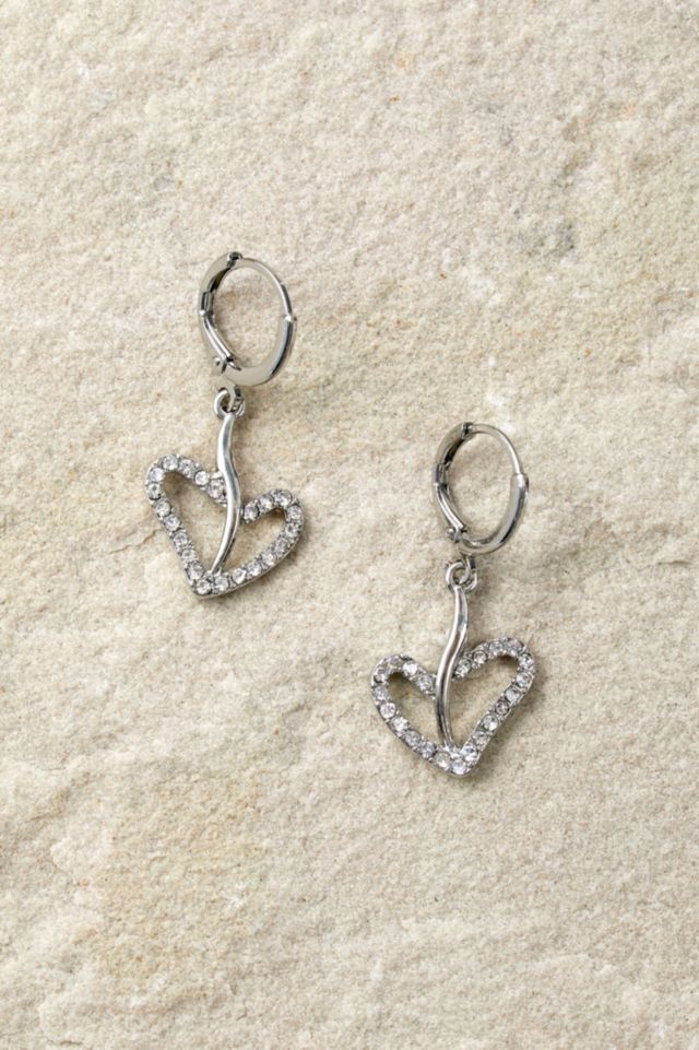 Silence + Noise Diamante Heart & Ribbon Earrings | Urban Outfitters UK