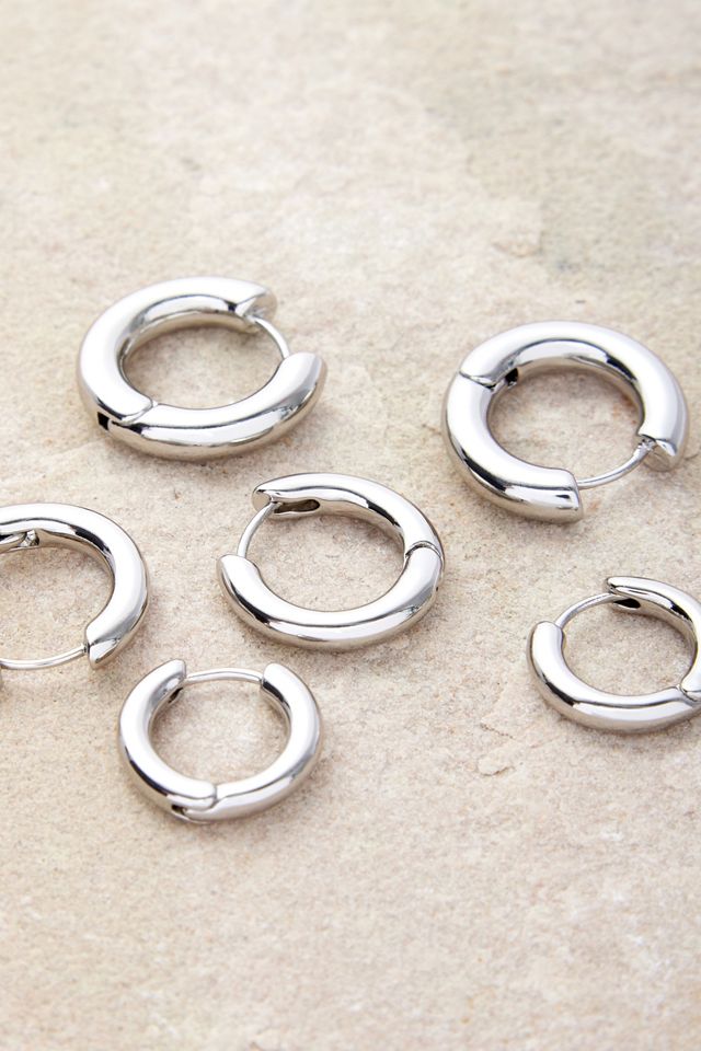 Silence + Noise Chunky Tunnel Hoop Earrings 3-Pack | Urban Outfitters UK