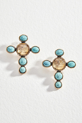 Silence Noise Blue Gem Cross Earrings Urban Outfitters UK