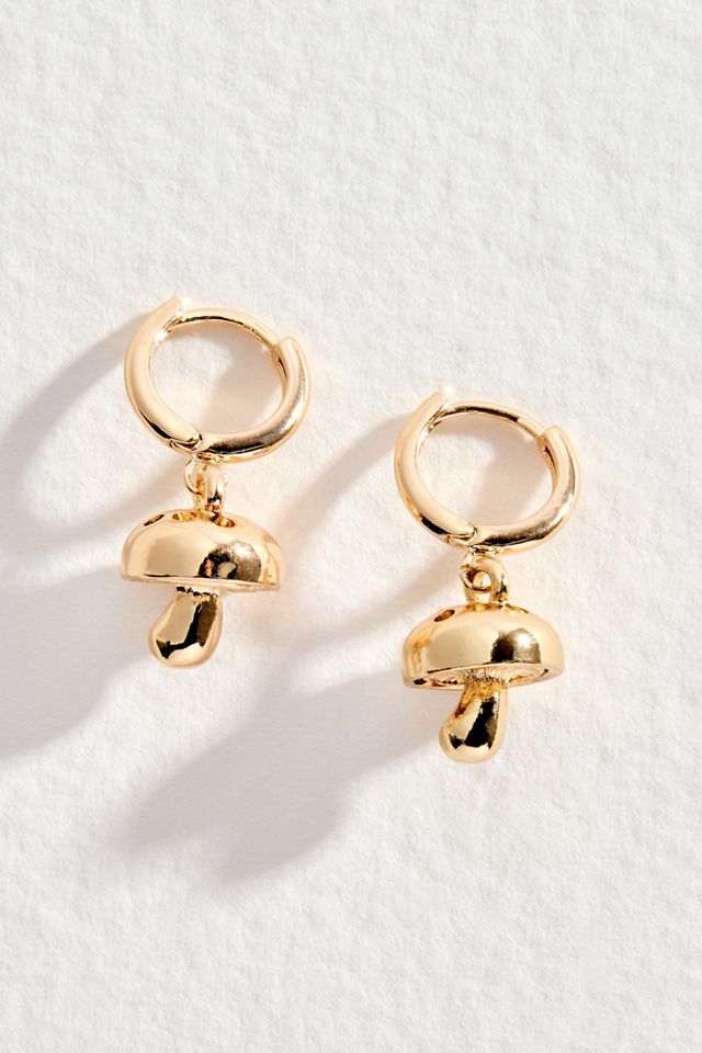 Silence + Noise Mini Mushroom Drop Hoop Earrings