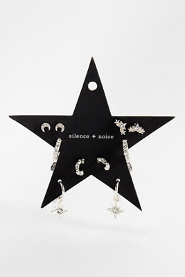 Silence + Noise Star Stacking Earrings 5-Pack - Silver at Urban Outfitters