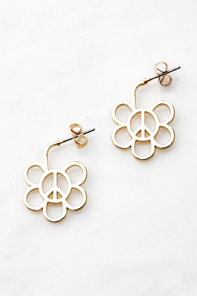 Peace & Flower Cut-Out Earrings #1