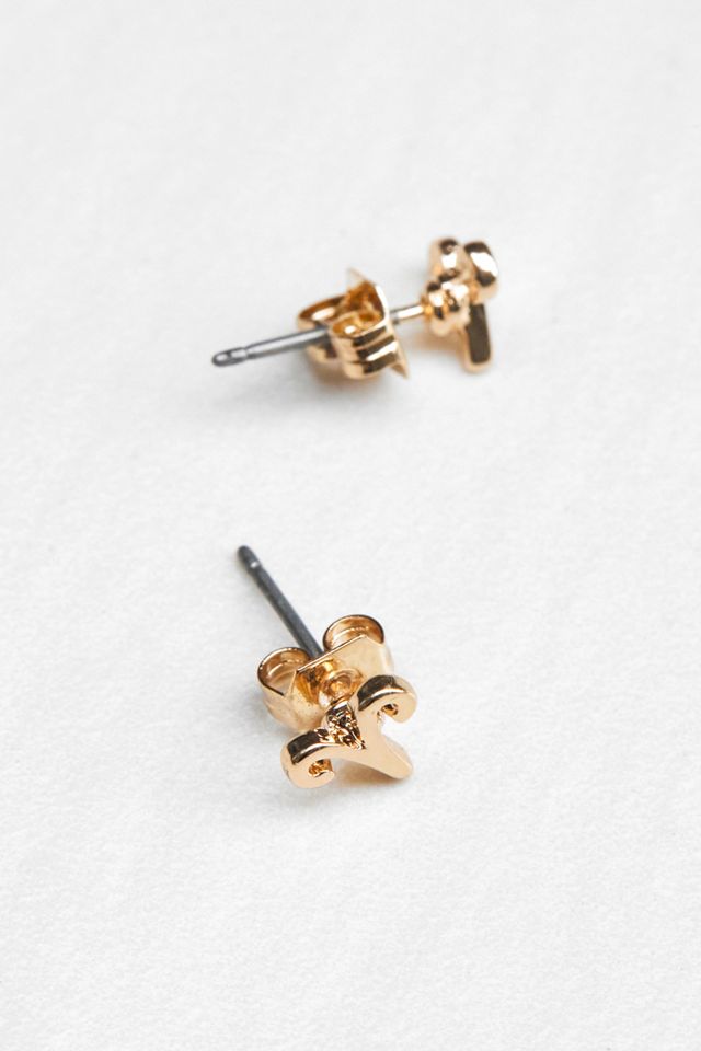 Aries Zodiac Gold-Tone Stud Earrings #1
