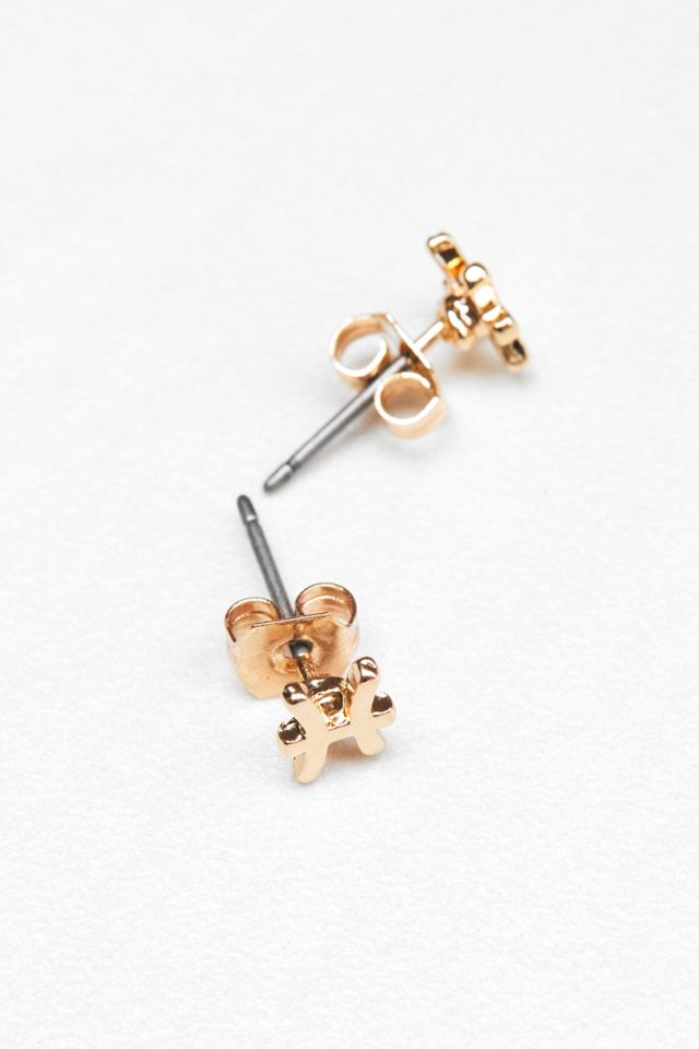 Pisces Zodiac Gold-Tone Stud Earrings #1