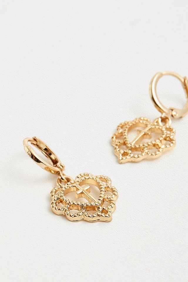 Créoles avec pendentif cœur en filigrane #1