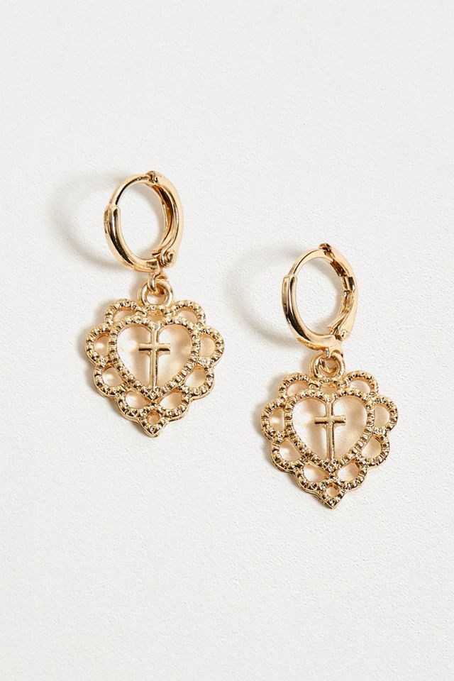 Créoles avec pendentif cœur en filigrane #2