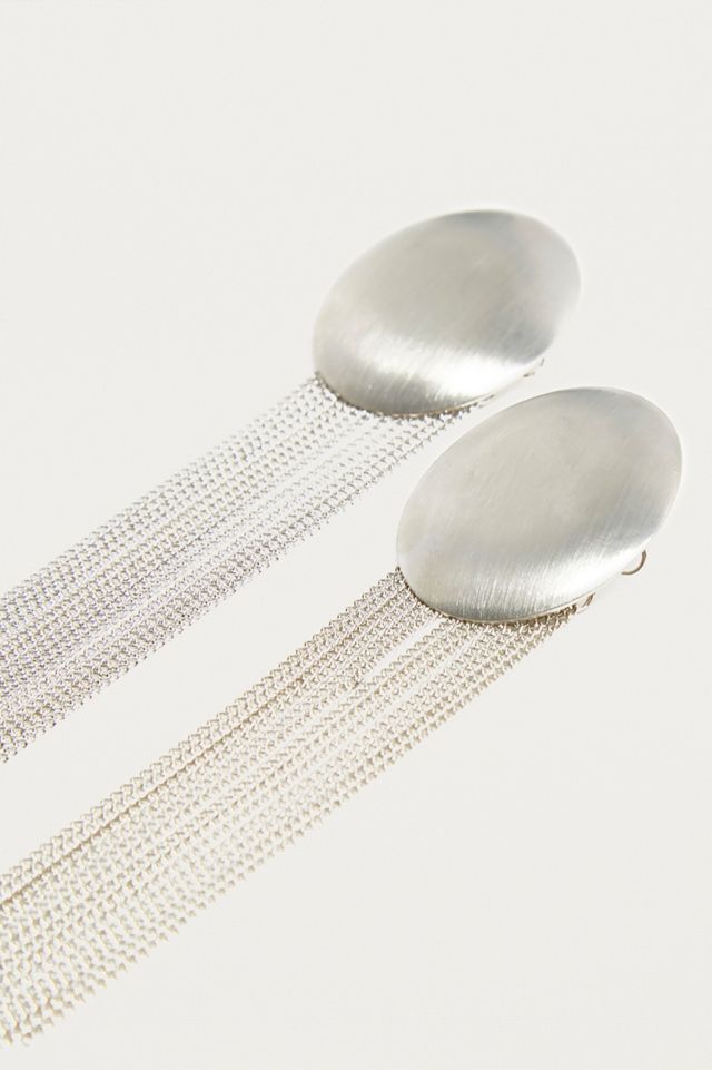 Round Stud Chain Drop Earrings #1