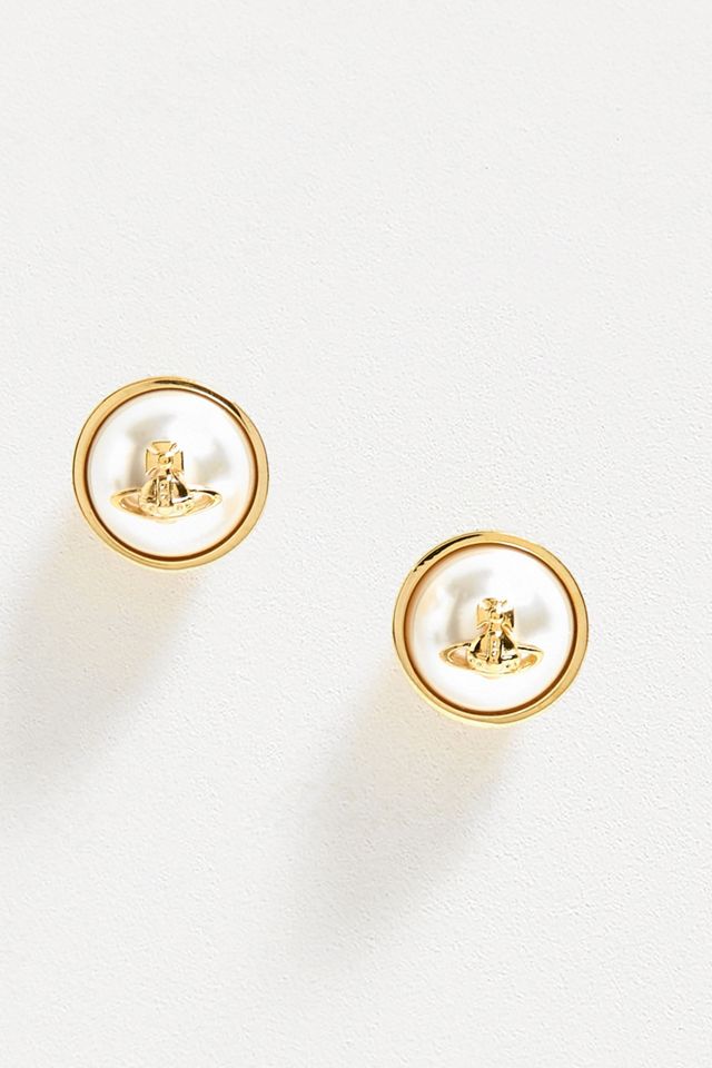 ★Vivienne Westwood★ Vivienne Westwood Women's Olga Small E Vivienne Westwood Olga Gold Earrings | Urban Outfitters UK