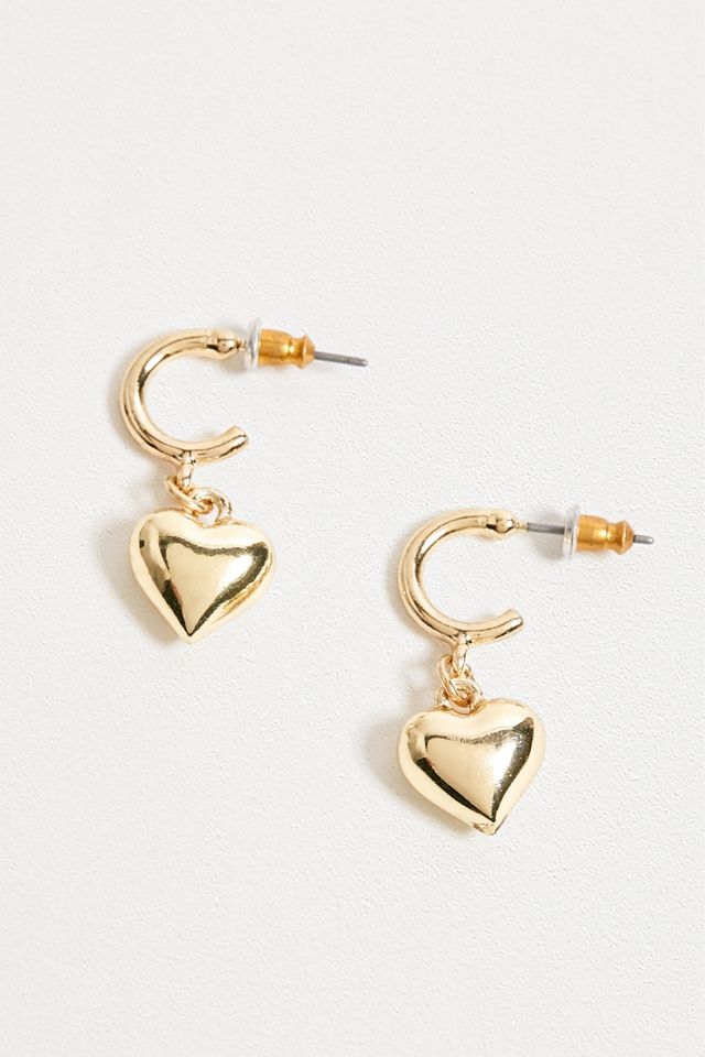 Créoles pendantes avec pendentif cœur #1