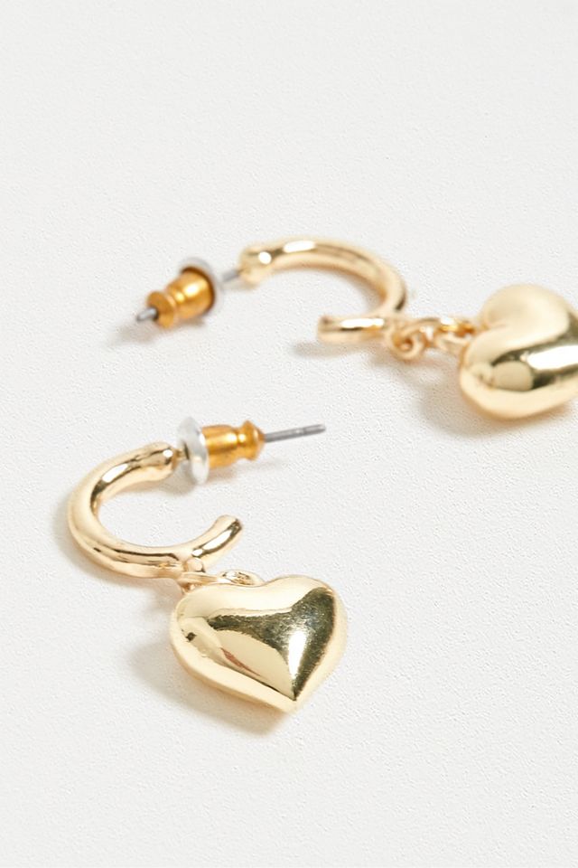 Créoles pendantes avec pendentif cœur #2