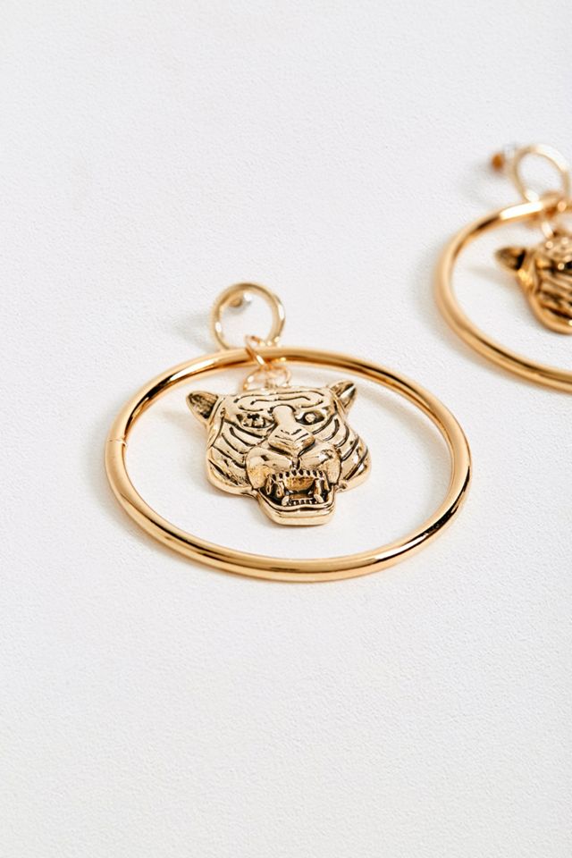 Tiger Door Knocker Hoop Earrings #2