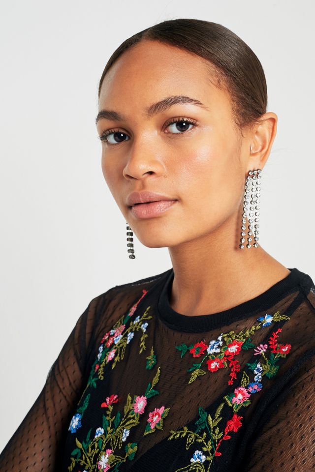 Chunky Rhinestone Tassel Drop Earrings #1