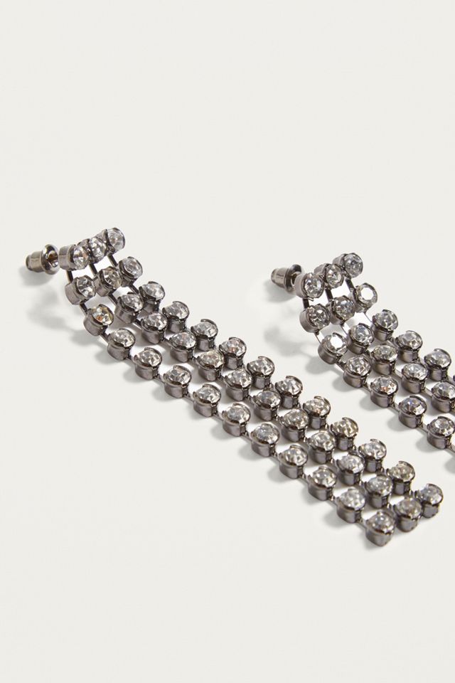 Chunky Rhinestone Tassel Drop Earrings #2