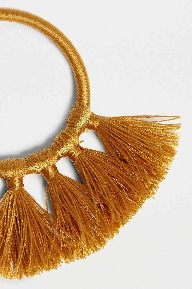 Wrapped Tassel Gold Hoop Earring #3