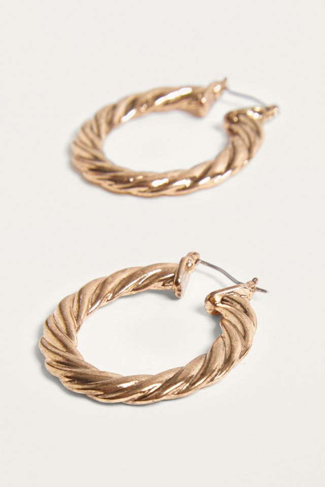 Vintage Inspired Twisted Texture Chunky Rope Hoop Earrings #2