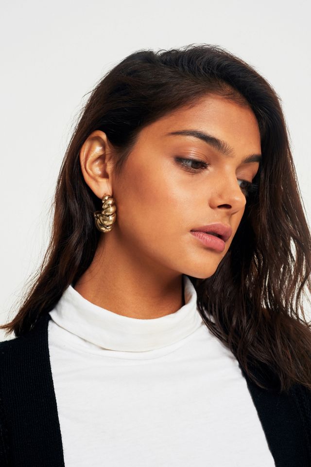 Vintage Inspired Chunky Twisted Open Hoop Earrings #1