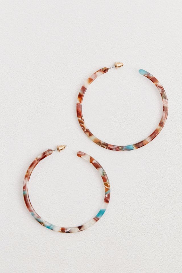 Tortoise Resin Thin Hoop Earrings #1