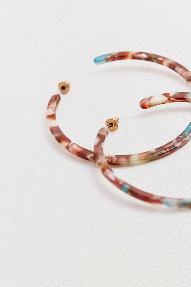 Tortoise Resin Thin Hoop Earrings #2