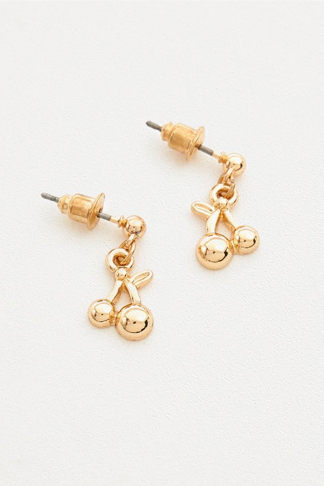 Goldene Ohrstecker mit Kirsch-Design #2