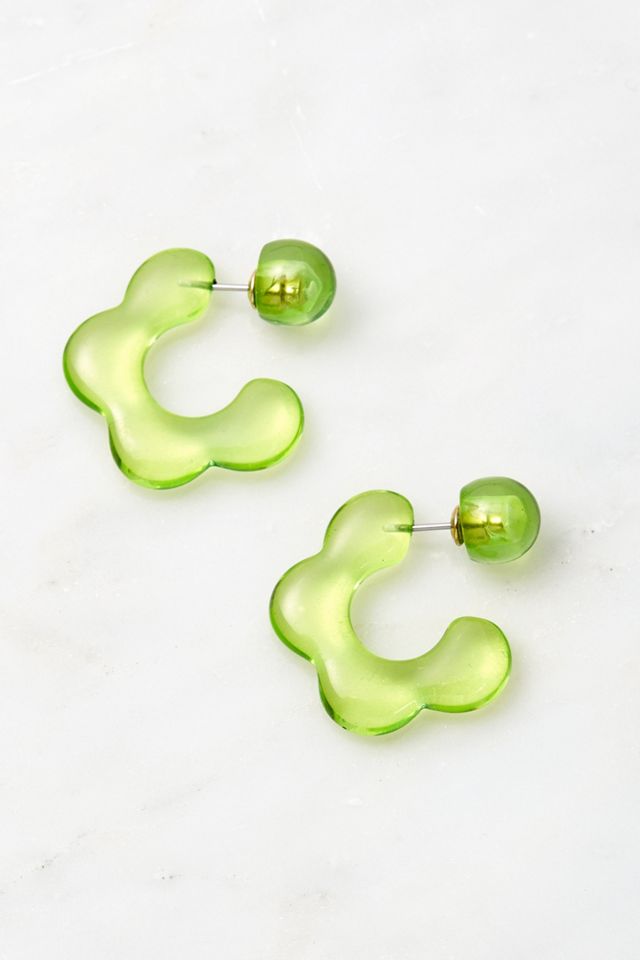 Aretes de Aro de Resina con Pompones Florales #1