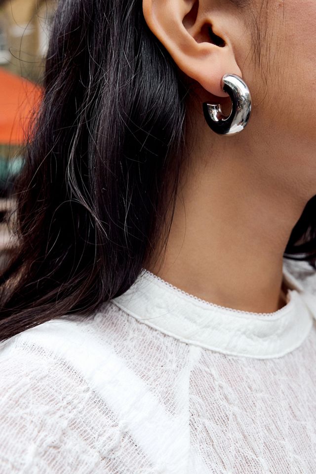 Boucles d'oreilles créoles épaisses argentées UO #3