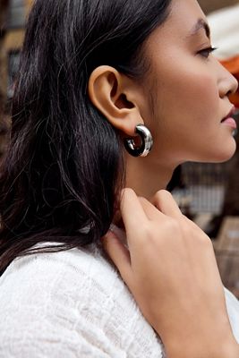 Boucles d'oreilles créoles épaisses argentées UO