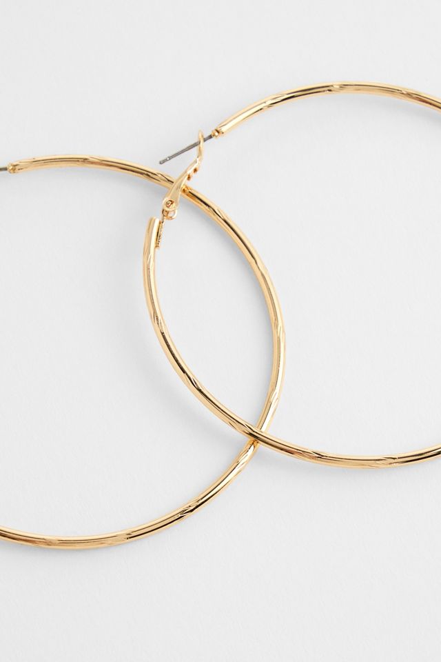 Boucles d'oreilles créoles XL gravées Silence + Noise #2