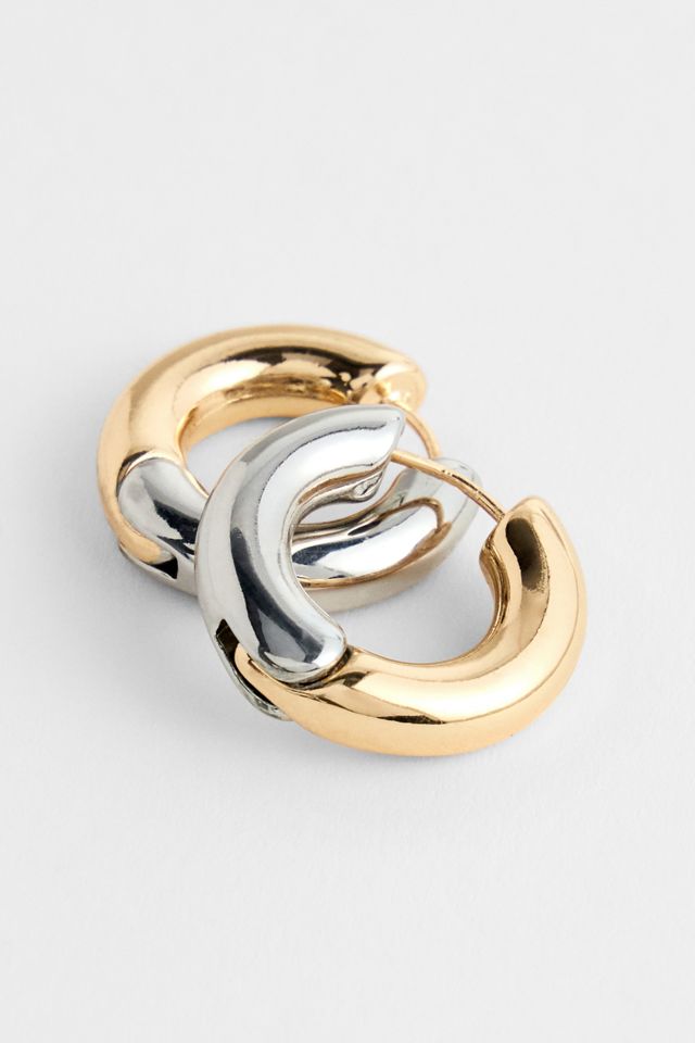 Boucles d'oreilles créoles en métal mixte Silence + Noise #1