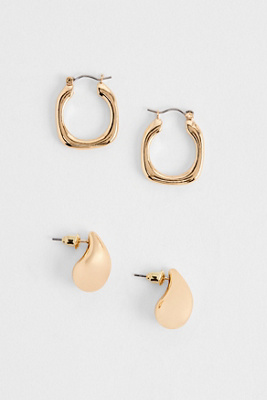 Boucles d'oreilles créoles en forme de larme Lot de 2 taille: TAILLE UNIQUE - Silence + Noise - Modalova