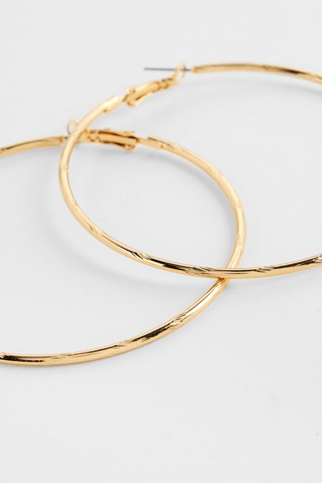 Boucles d'oreilles créoles gravées XL Silence + Noise #1