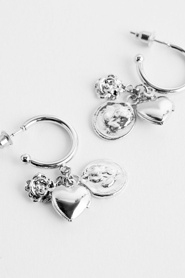 Silence + Noise Multi Charm Drop Hoop Earrings #1