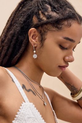 Silence + Noise Round Etched Pearl Earrings