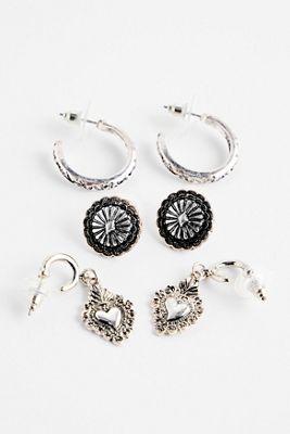 Silence + Noise Ornate Etched Earrings 3-Pack