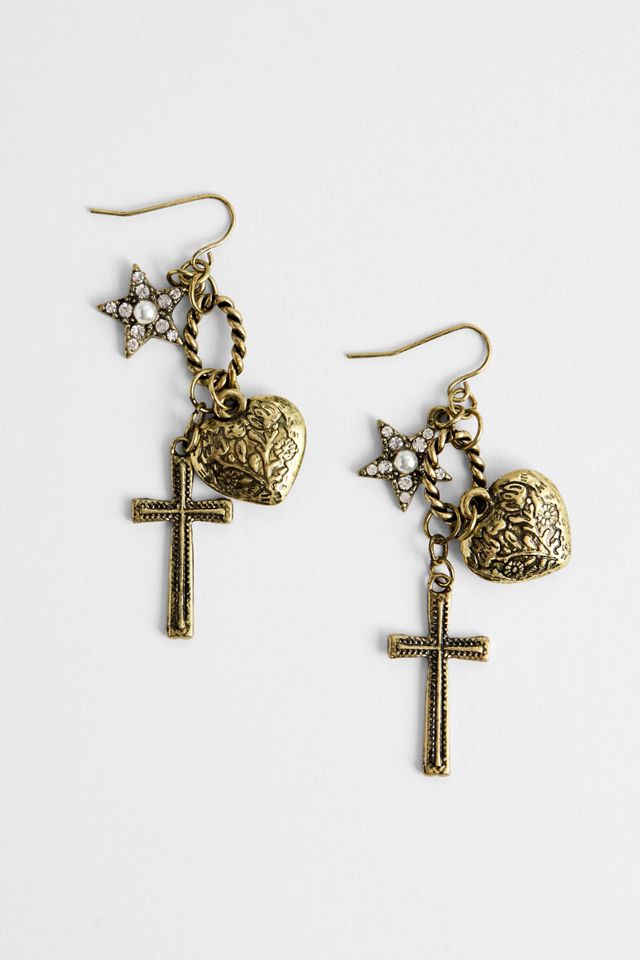 Silence + Noise XL Cross Charm Drop Earrings