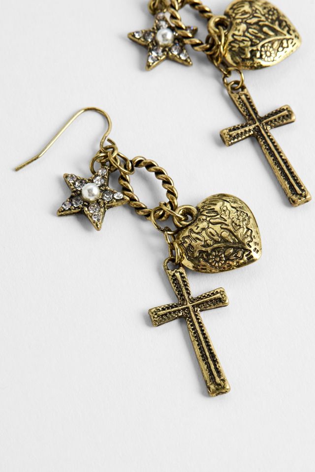 Silence + Noise XL Cross Charm Drop Earrings #1