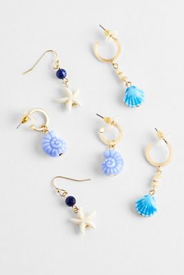 Silence + Noise Blue Shell Gem Earrings 3-Pack