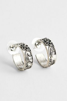 UO Floral Etch Hoop Earrings