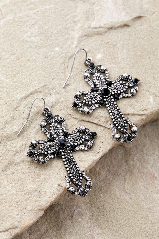 Gothic on sale cross earrings