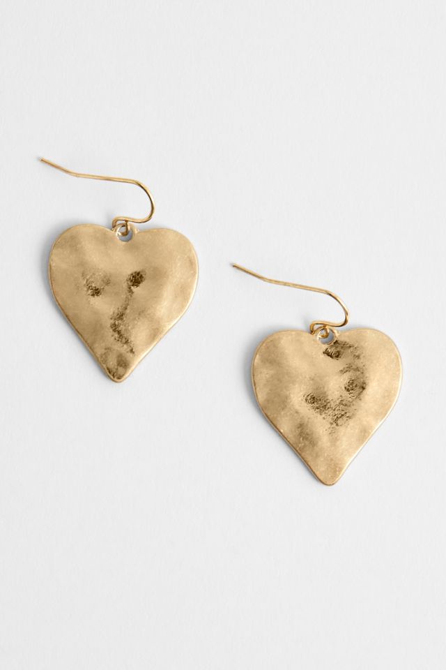 Silence + Noise Hammered Heart Drop Earrings