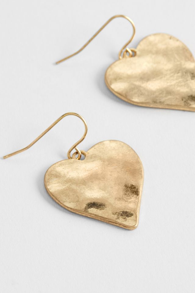 Silence + Noise Hammered Heart Drop Earrings #1
