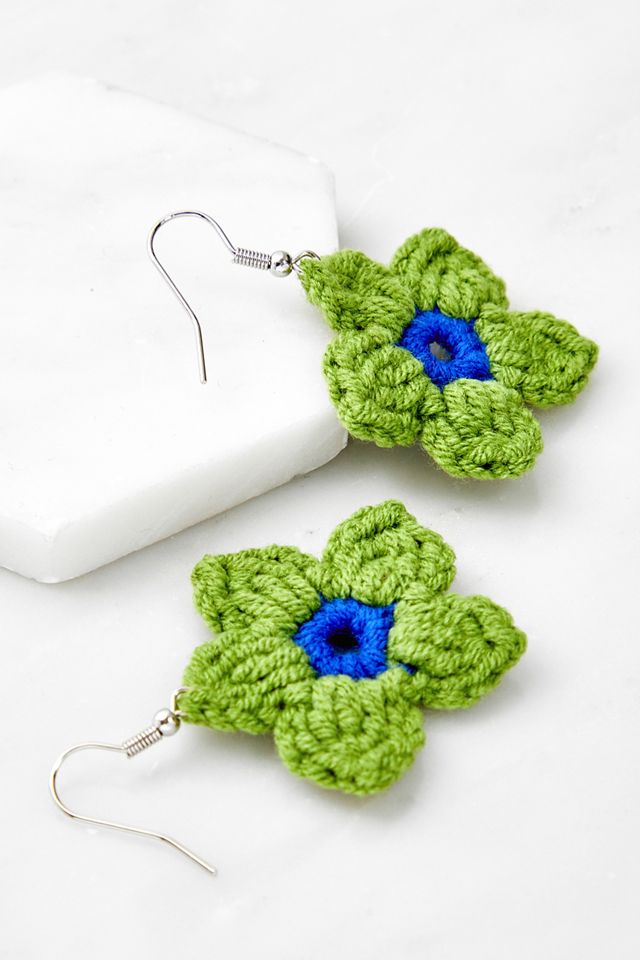 Pendientes de flores de punto  #1