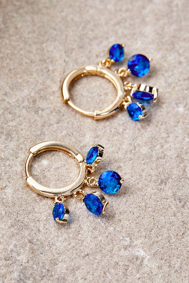 Bijoux De Mimi Artemis Blue Huggie Hoop Earrings Urban Outfitters UK