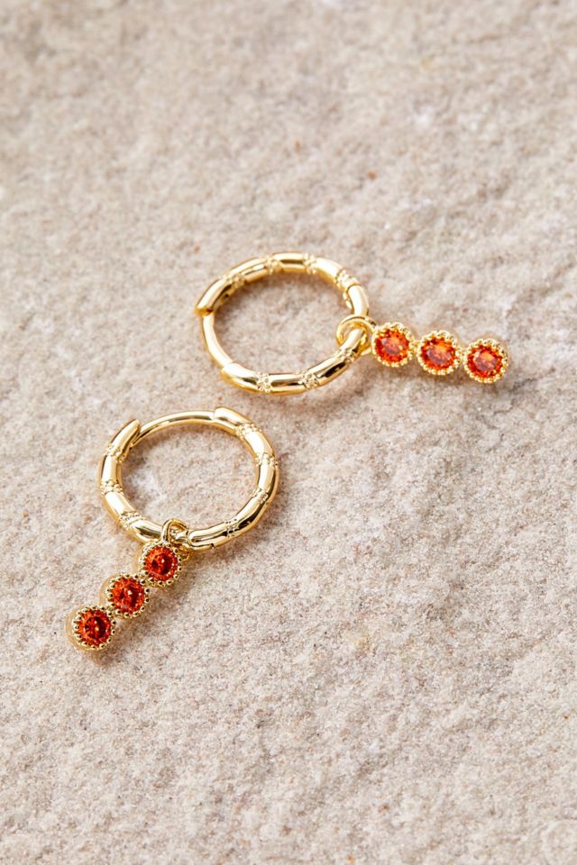 Bijoux De Mimi Crimson Droplet Huggie Hoop Earrings | Urban Outfitters UK