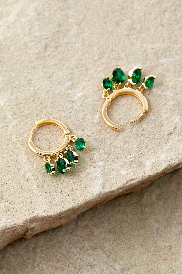 Bijoux De Mimi Artemis Green Huggie Hoop Earrings #1