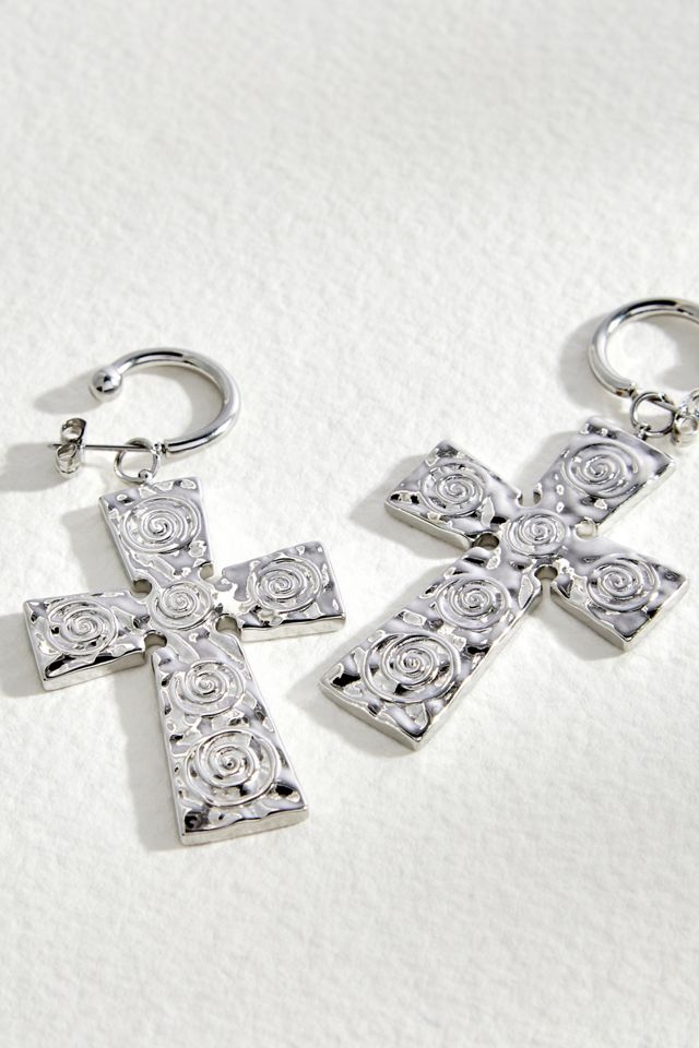 Eye Of Horus Cross Stud Earrings For Women - Stainless Steel Hollow Out Design, Ancient Egyptian Symbol, Spiritual Jewelry